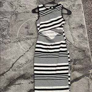 Trac Black and White Asymmetrical Dress